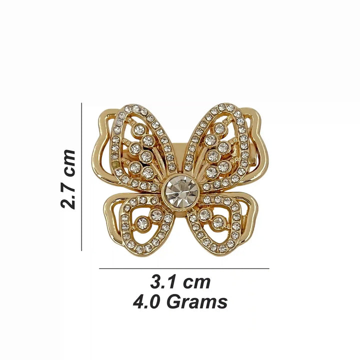 ANI Accessories butterfly rhinestone brooch size chart: 3.1 x 2.7 cm, 4 grams 