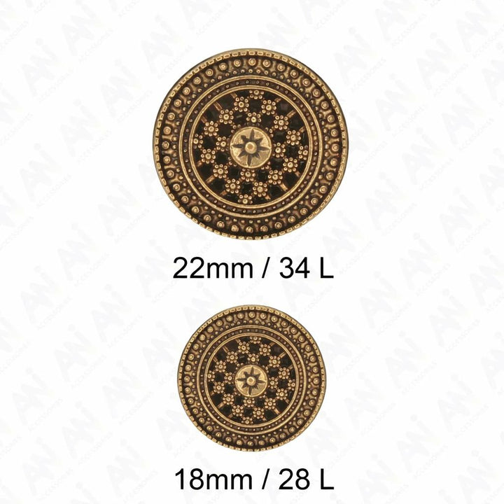 Cosmic Floral Bloom Metal Buttons | 18mm(28L) & 22mm(34L)
