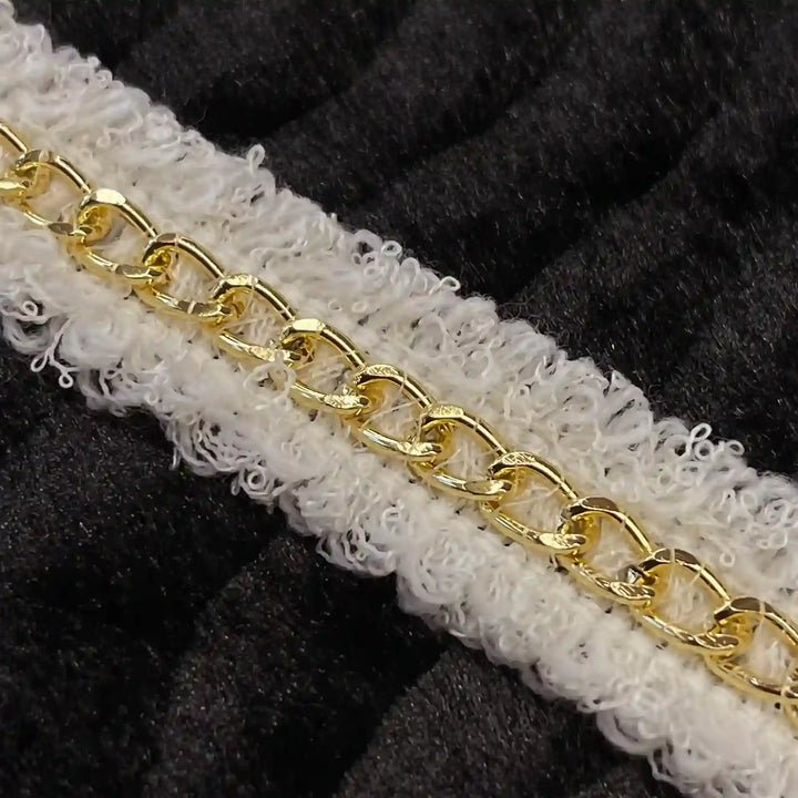 ANI Accessories chain trim for jackets with white looped tweed edges 