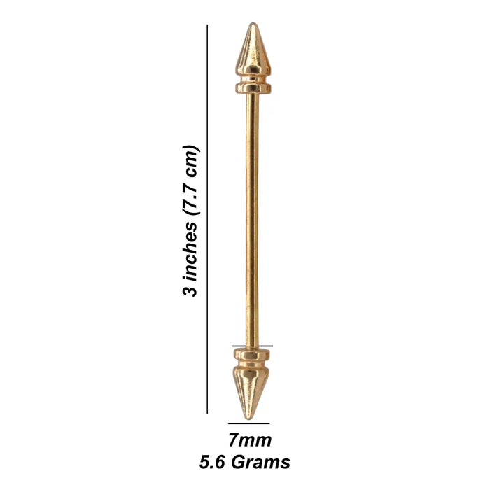 ANI Accessories collar bar pin size chart: 7.7 cm (3 inches) long, 7 mm ends, 5.6 grams 