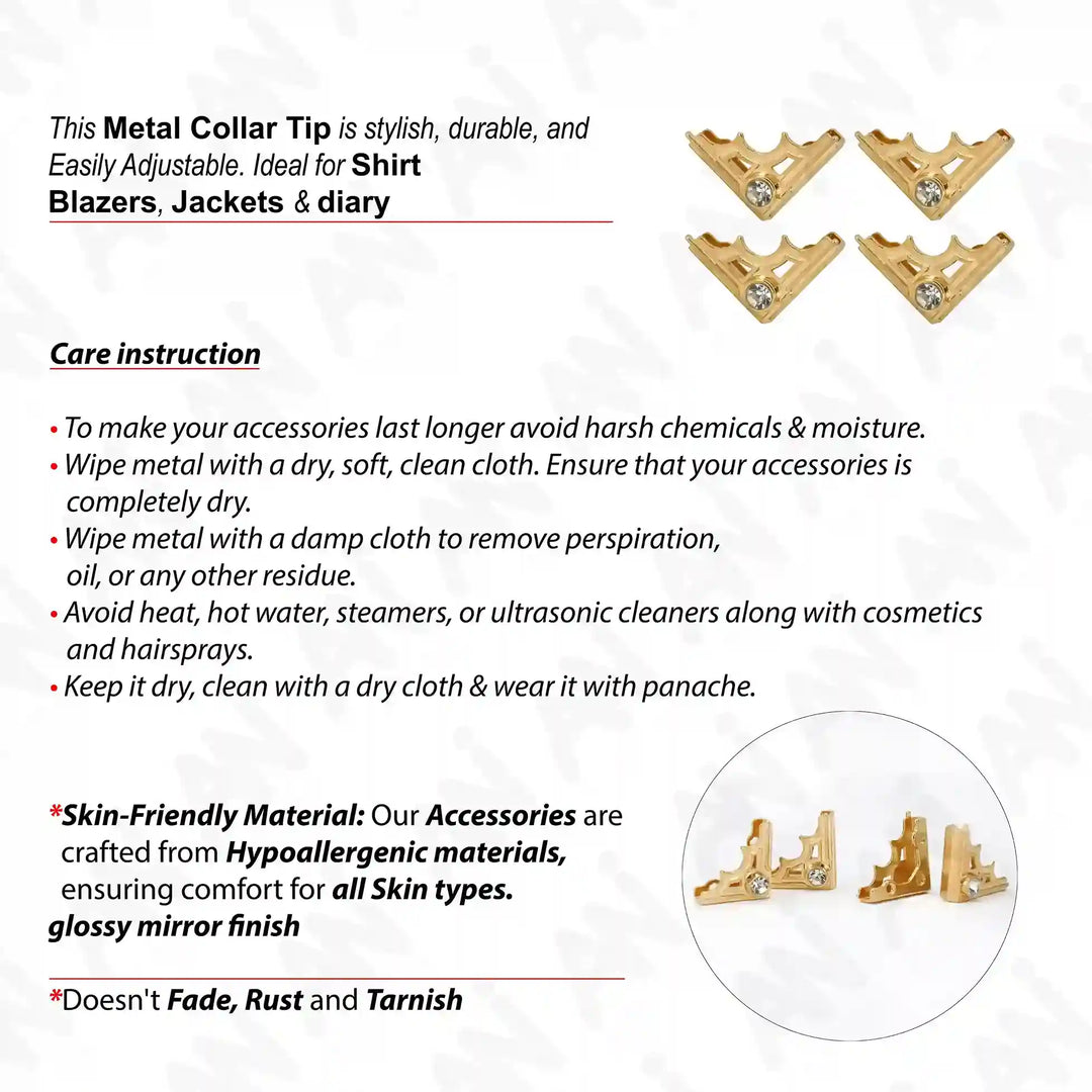 Diamond-Studded Crystal Designer Collar Stays