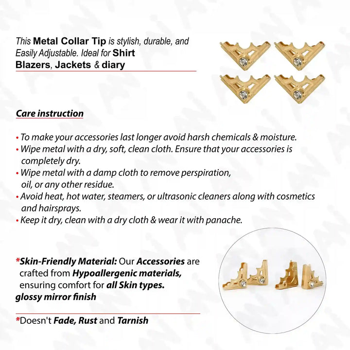Diamond-Studded Crystal Designer Collar Stays