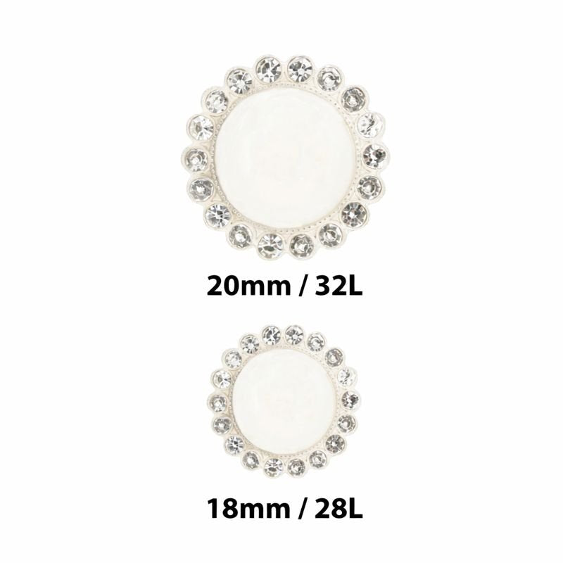 Pearl Rhinestone Shank Metal Buttons | 18mm(28L) & 20mm(32L)