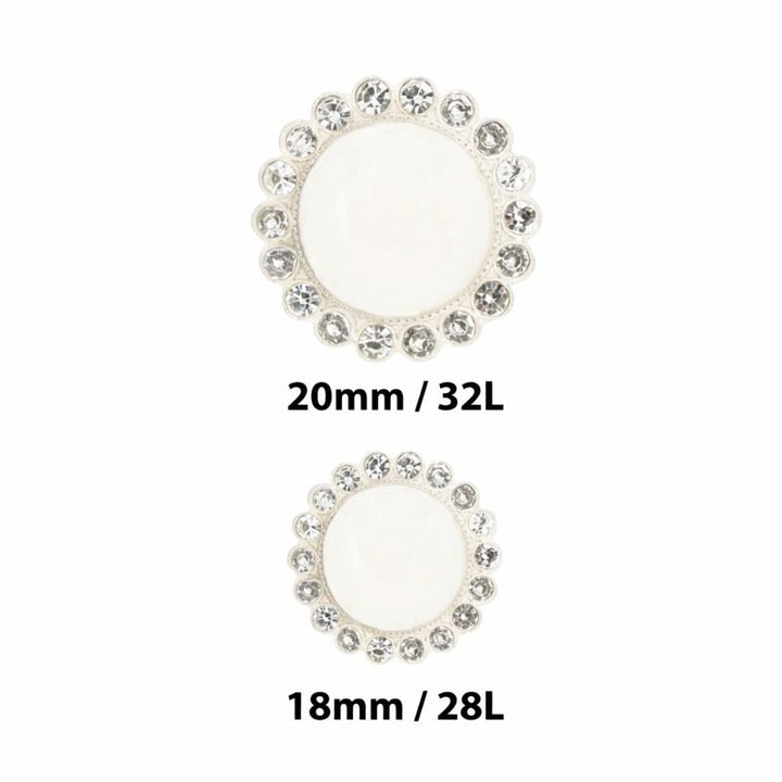 Pearl Rhinestone Shank Metal Buttons | 18mm(28L) & 20mm(32L)
