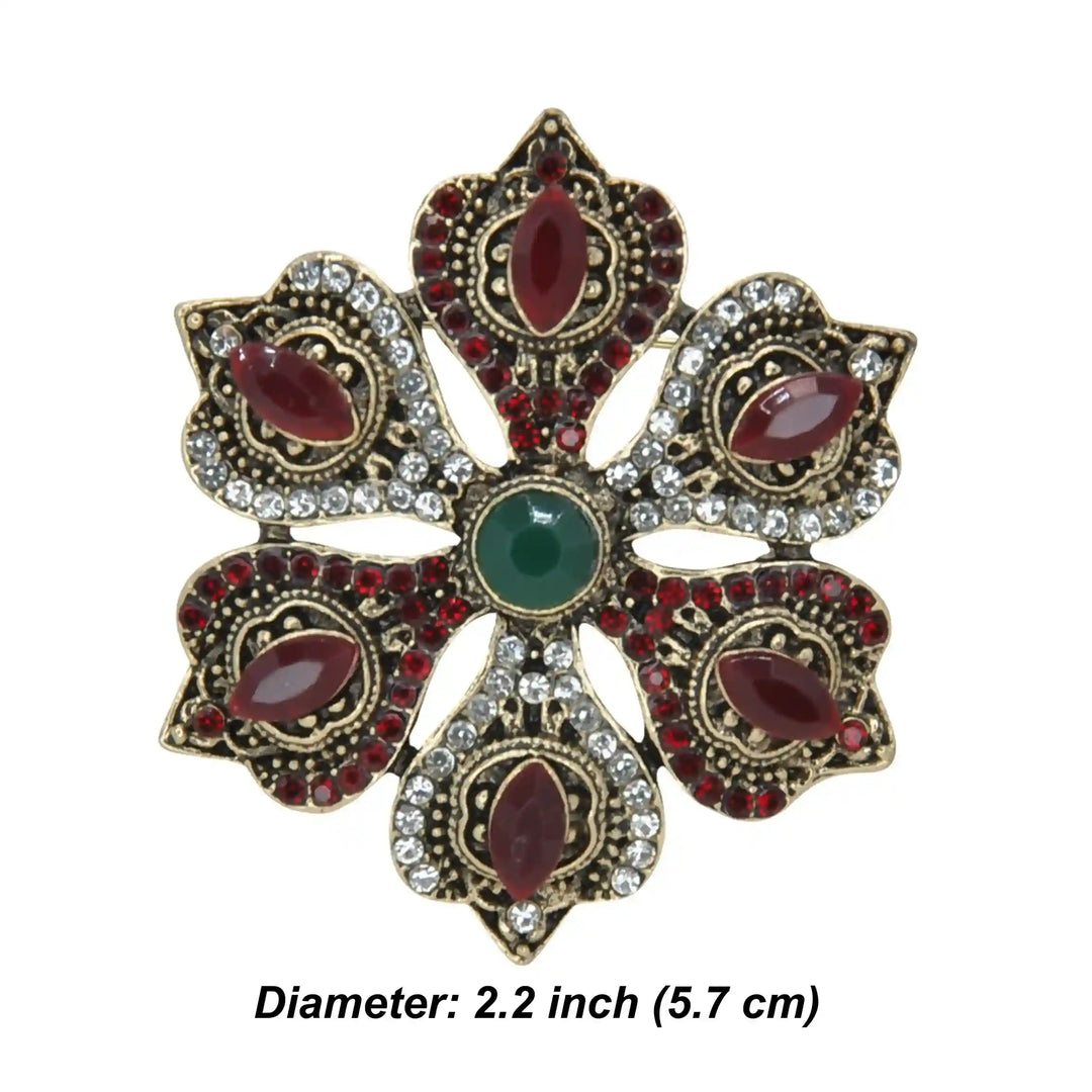 ANI Accessories corsage brooch size chart: 5.7 cm (2.2 inches) diameter with white color background 