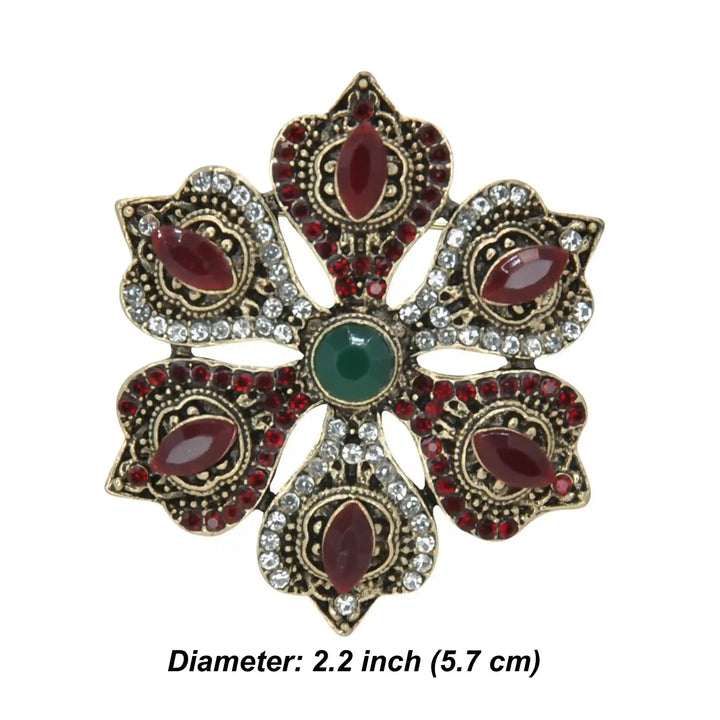 ANI Accessories corsage brooch size chart: 5.7 cm (2.2 inches) diameter with white color background 