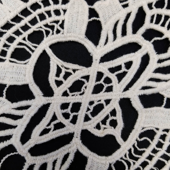 ANI Accessories close-up of cream cotton crochet patch showing the open cutwork 