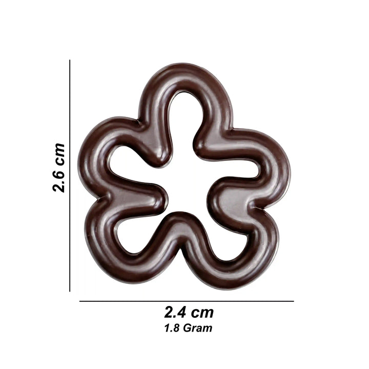 ANI Accessories dark brown five-petal flower charm size chart: 2.6 cm x 2.4 cm and 1.8 grams weight on white Background 