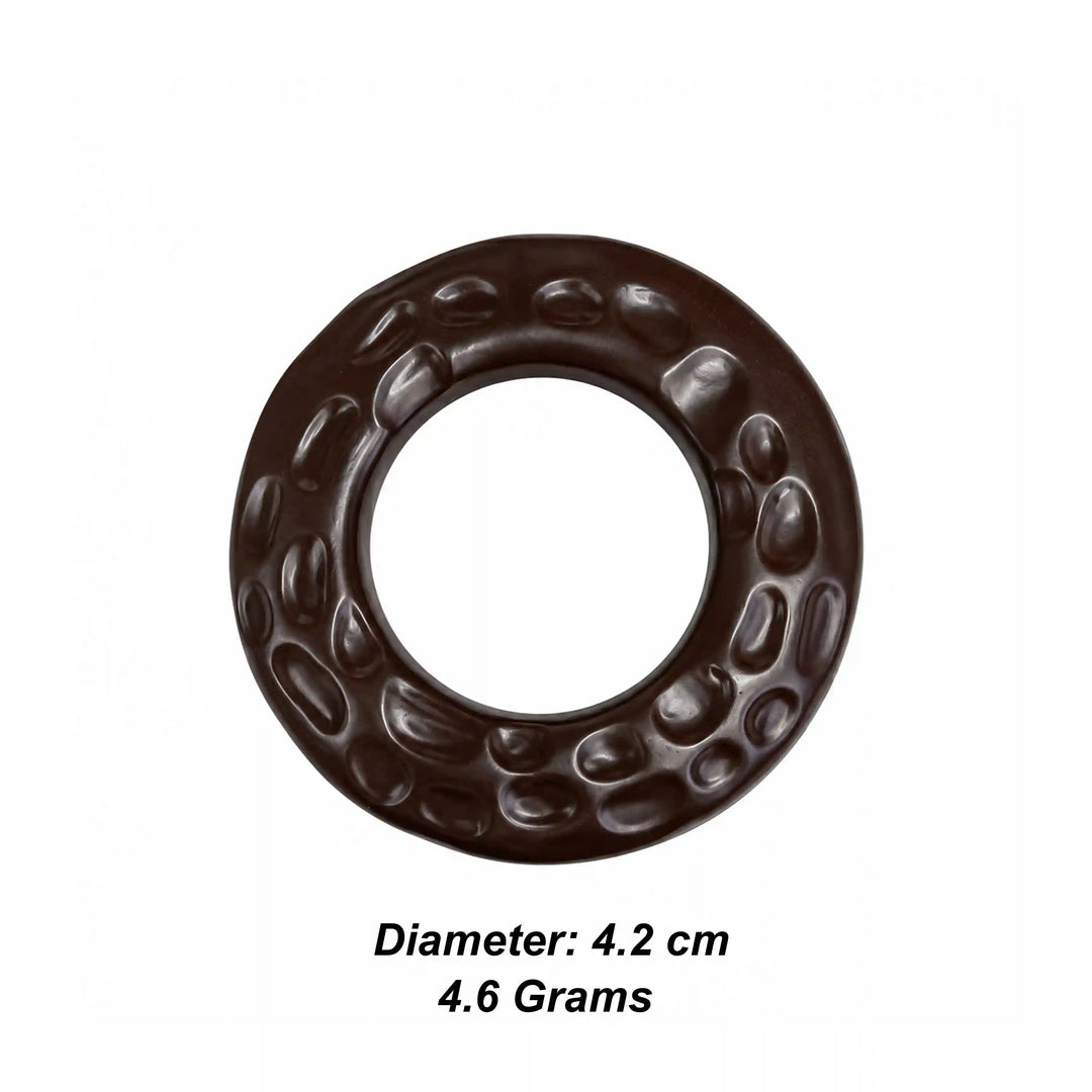 ANI Accessories dark brown hammered O-ring buckle size chart: 4.2 cm diameter and 4.6 grams weight with white color background 
