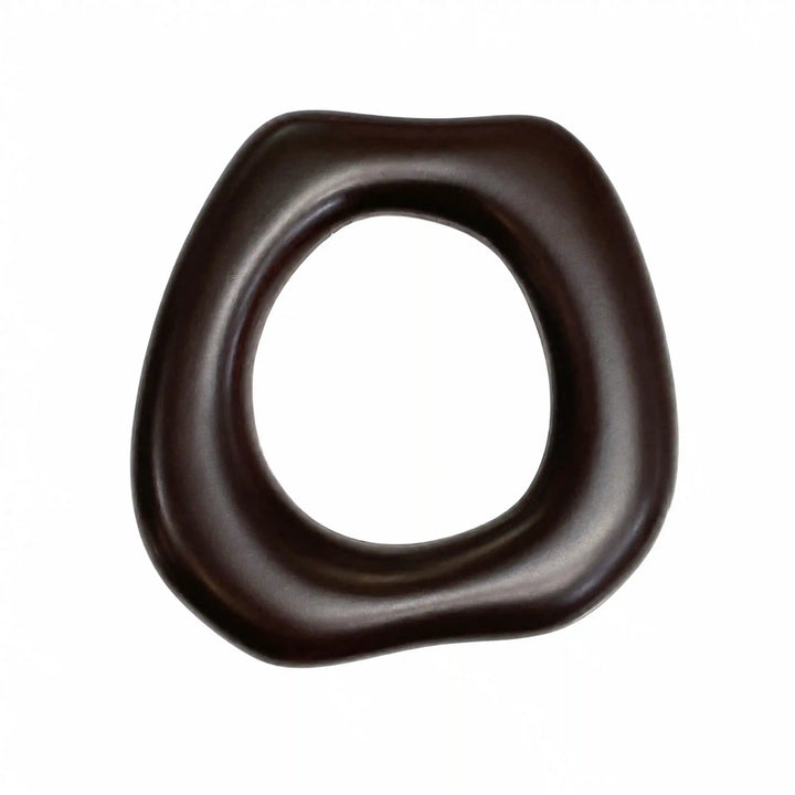 ANI Accessories dark brown organic ring pendant charm with glossy finish and wide open centre, front view on white background 