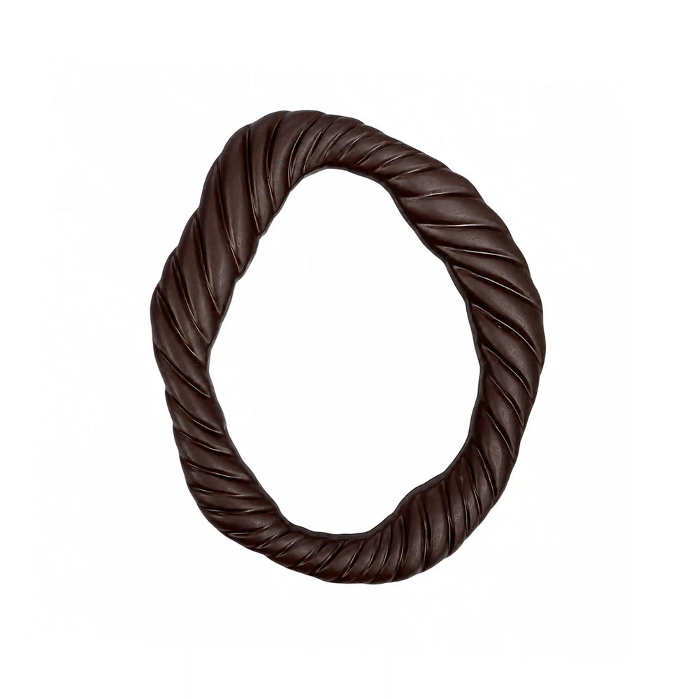 ANI Accessories dark brown twisted rope ring buckle in an organic oval shape, front view on white background 