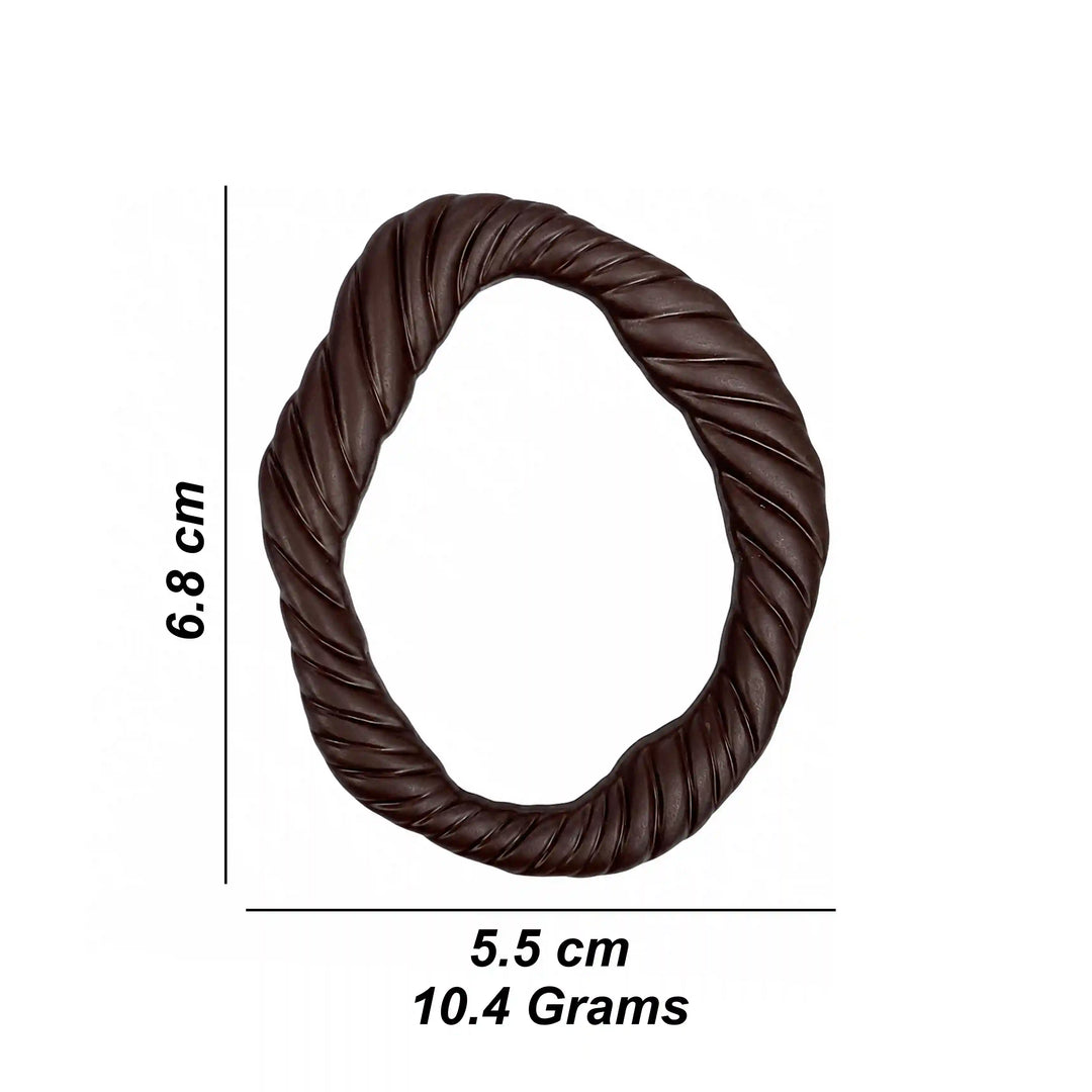 ANI Accessories dark brown twisted rope ring buckle size chart: 6.8 cm height, 5.5 cm width and 10.4 grams weight with white color background 