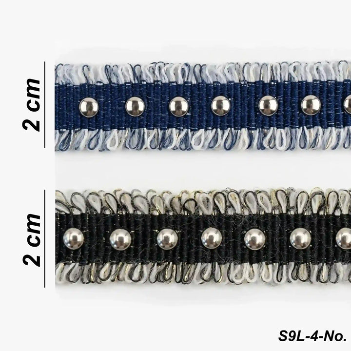 ANI Accessories denim lace size chart showing 2 cm width in blue and black with white color Background 