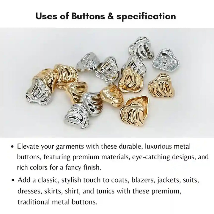 Abstract Irregular Designer Metal Button | 18mm(28L), 25mm(40L) & 35mm(40L)