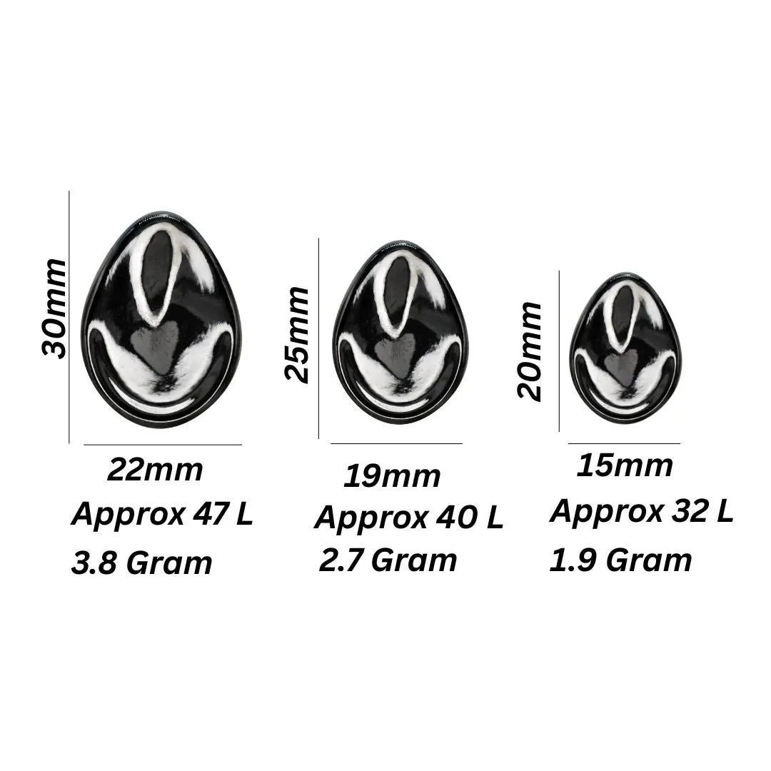 Bean Shape Metal Buttons |  20mm(32L), 25mm(40L) & 30mm(47L)