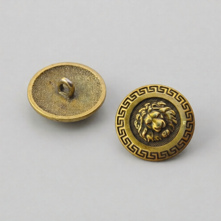 Classic Antique Brass Lion Vintage Metal Shank Buttons (Pack of 8 Buttons)