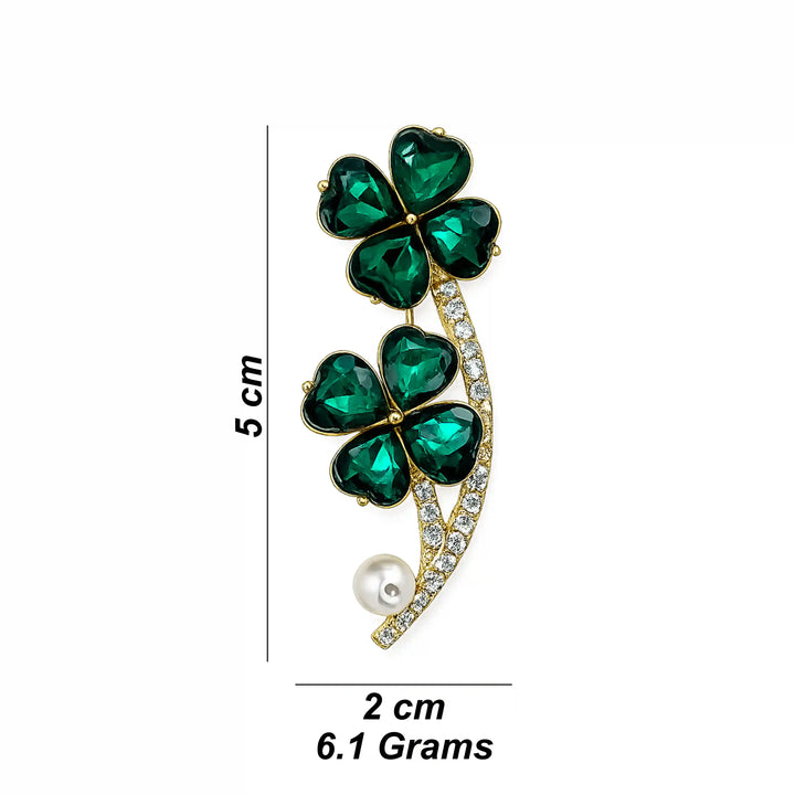 ANI Accessories emerald girandole brooch size chart: 5 x 2 cm, 6.1 grams with white color background 