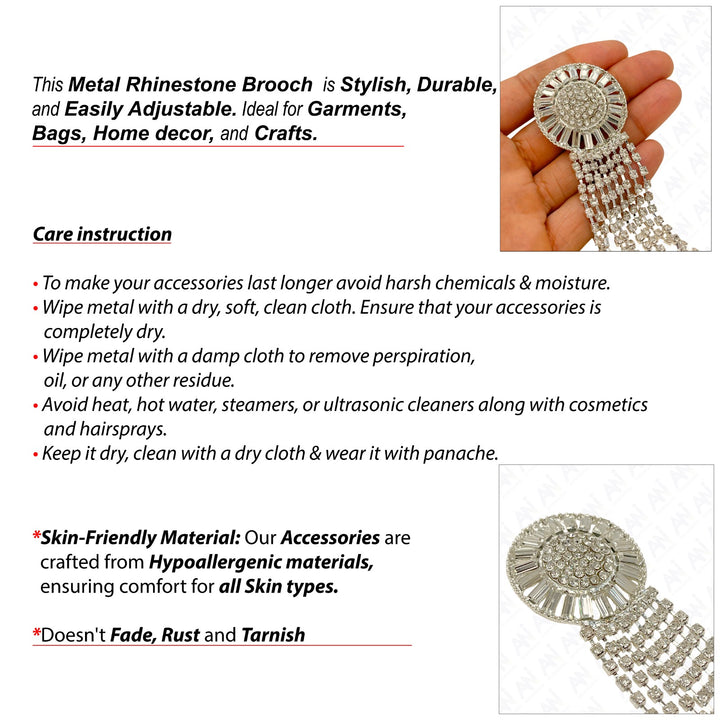 Tassel Rhine Stone Silver Brooch for Men & Women Fashion with stylish design and adjustable features