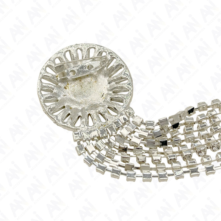 Tassel Rhine Stone Silver Brooch for Men & Women Fashion with intricate design and shimmering details