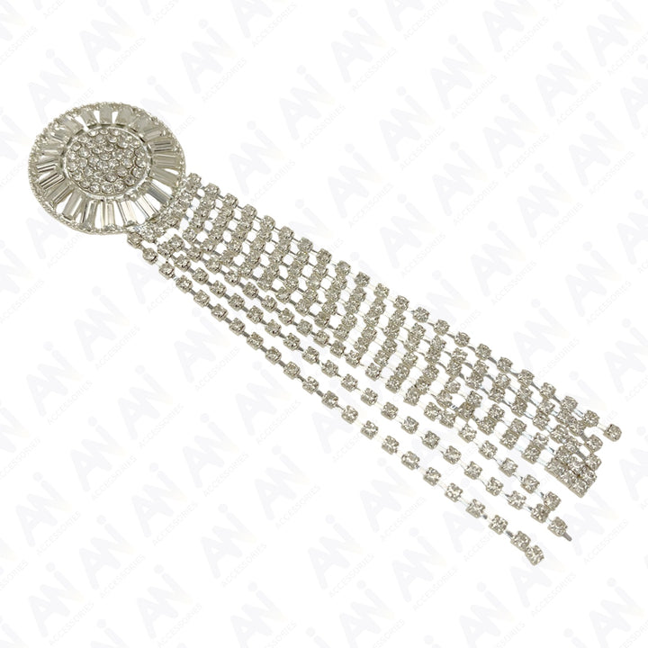 Tassel Rhine Stone Silver Brooch for Men & Women Fashion with decorative fringe design