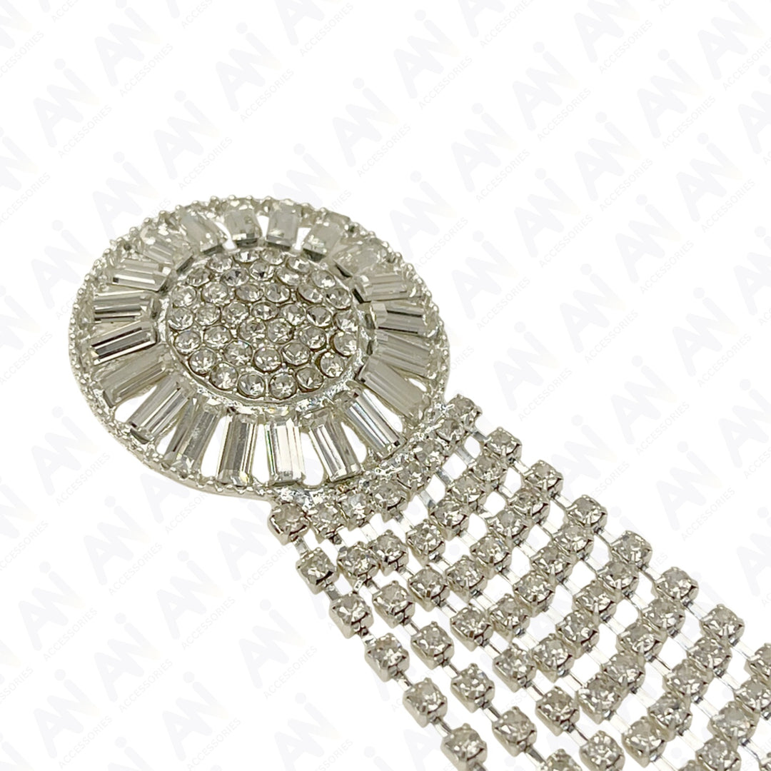 Tassel Rhine Stone Silver Brooch for Men & Women Fashion with elegant design and sparkling details
