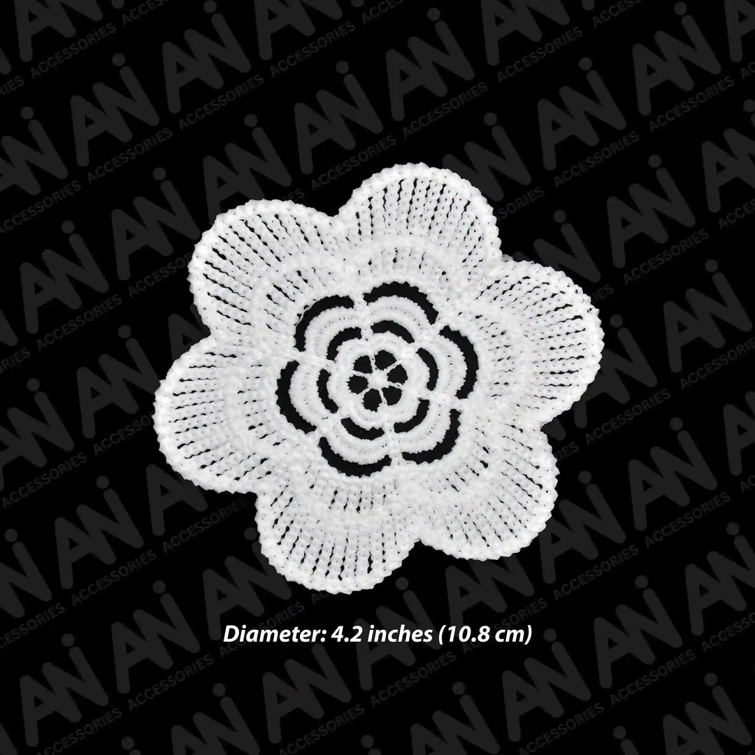 ANI Accessories floral applique patch size chart: 4.2 inches (10.8 cm) diameter 