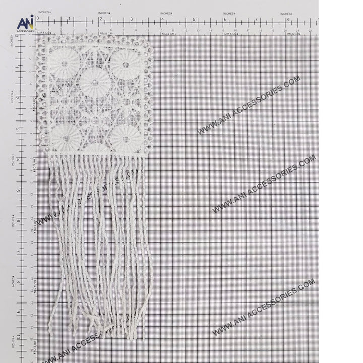 ANI Accessories floral fringe spun poly patch on a measuring grid: 10 x 3.8 inches (25.5 x 9.5 cm) 