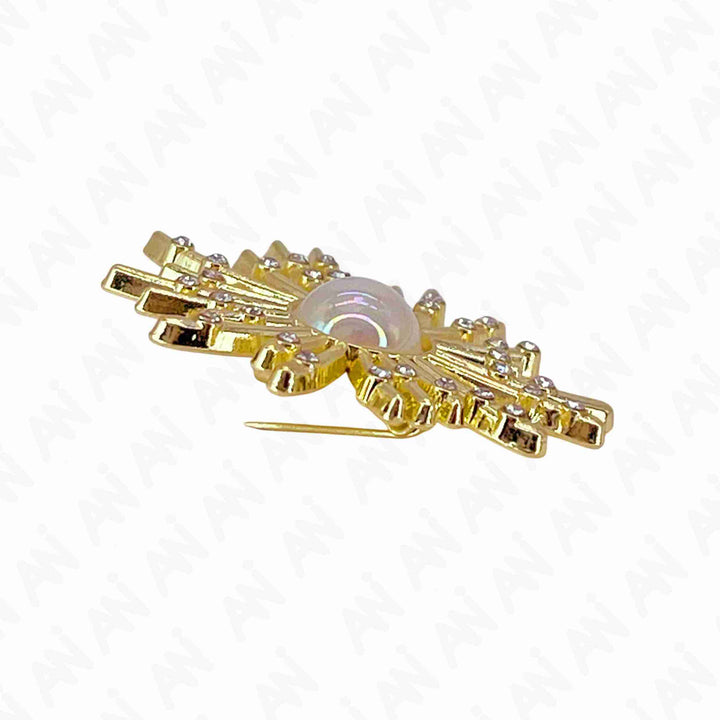 ANI Accessories floral pearl brooch side view showing the pin on the back