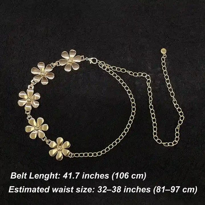 ANI Accessories flower chain belt size chart showing 106 cm length 