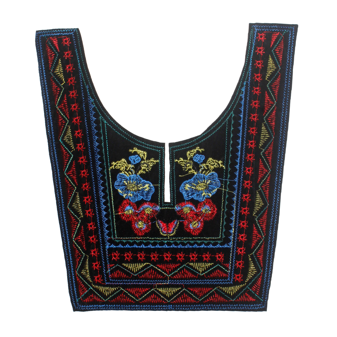 Multicolor Embroidered Neckline