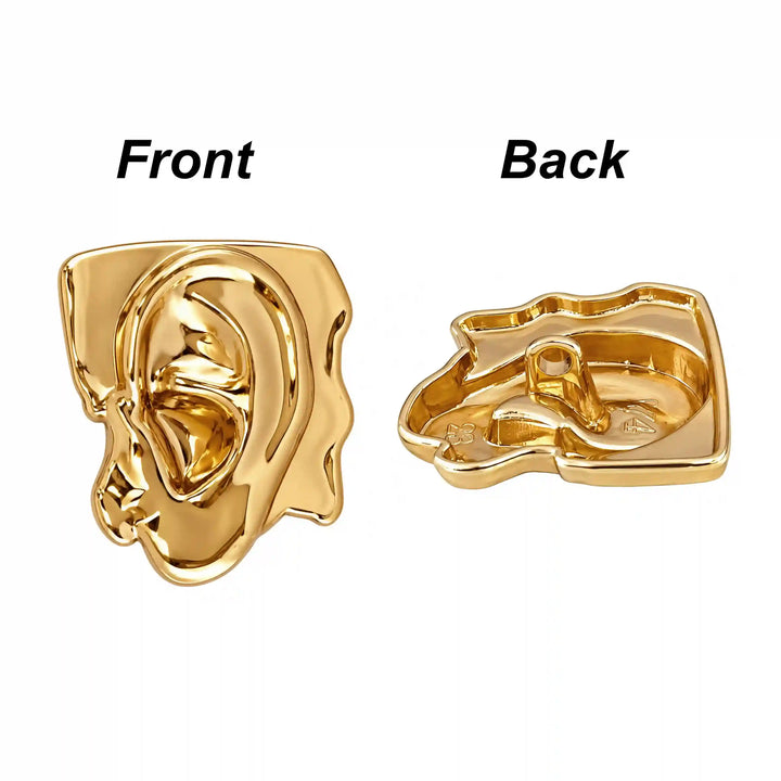 ANI Accessories gold ear shank button showing front and back with white color background 