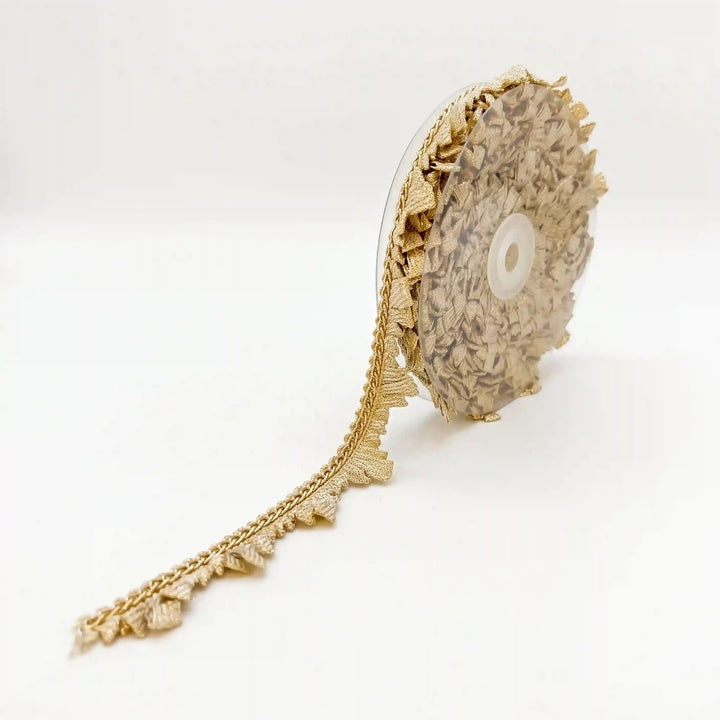 ANI Accessories golden chain lace border on a roll, 2 cm wide with pleated edge 