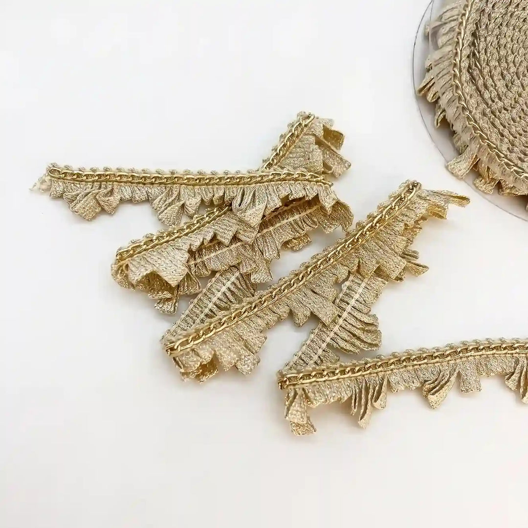 ANI Accessories golden kangura lace cut into pieces for saree and blouse trims 
