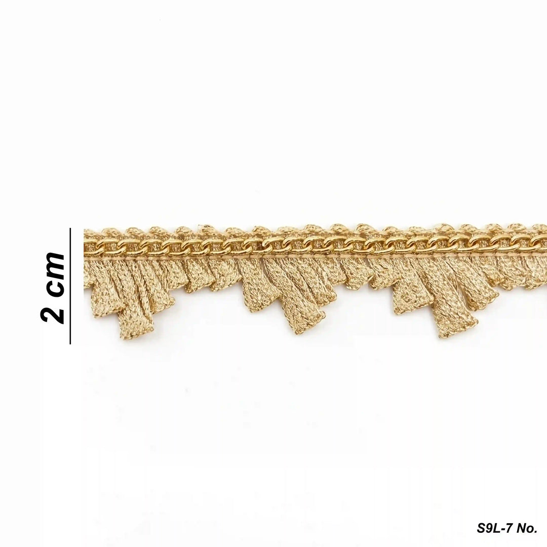 ANI Accessories golden lace border size chart: 2 cm, metal chain heading and stepped edge 