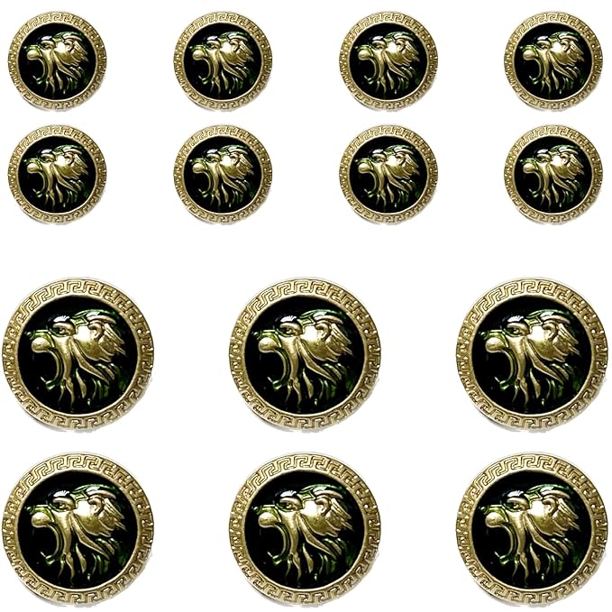 Golden Royal Roars Lion Abs Shank Buttons(8 Small + 6 Big)