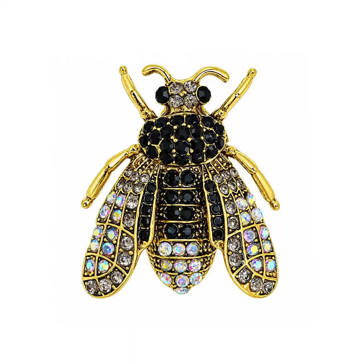 ANI Accessories honeybee brooch back side with pin with white color background 