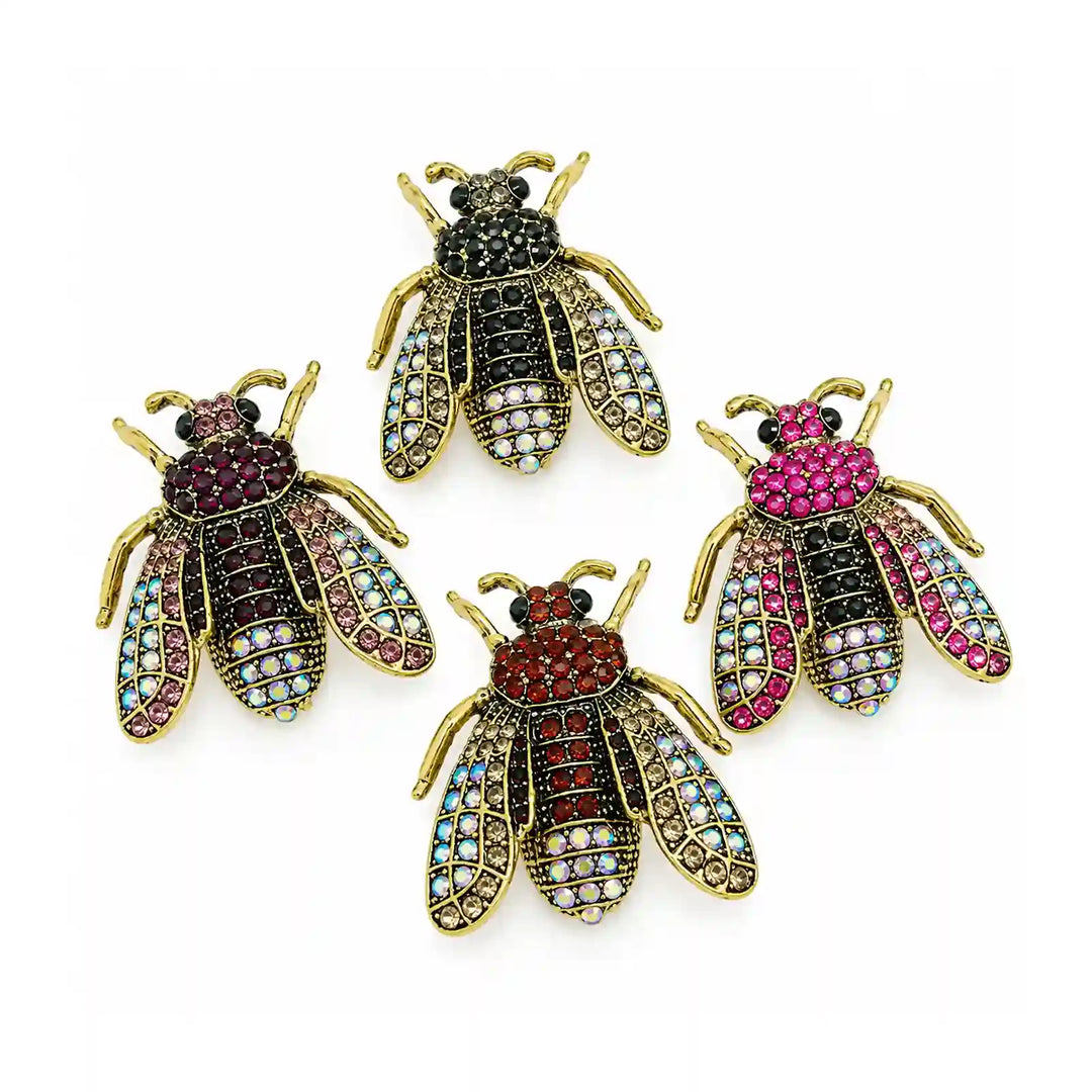 ANI Accessories honeybee crystal brooch in black, maroon, brown and pink with white color