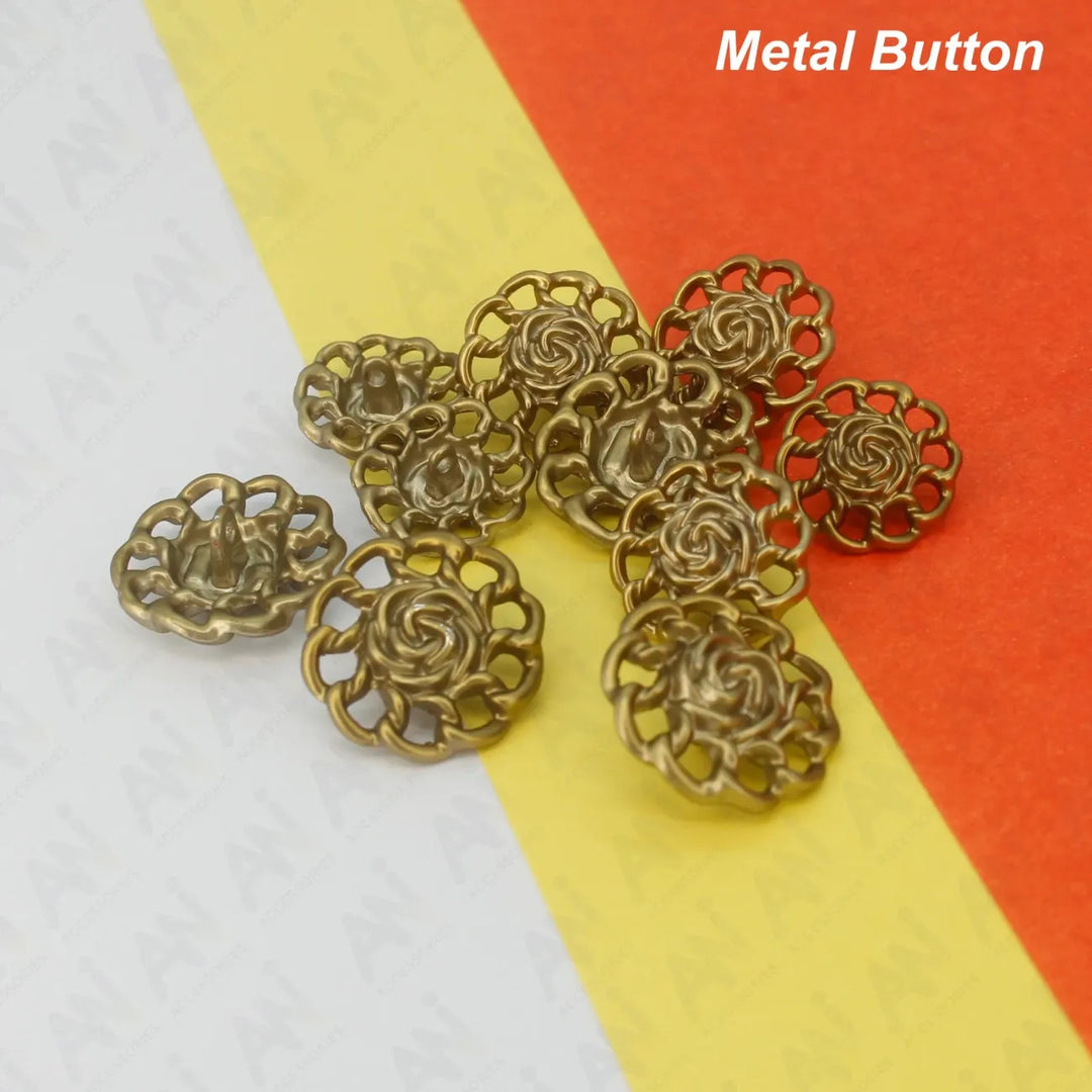 Clothing Gold Floral Design Buttons | 19mm(30L), 21mm(33L) & 23mm (36L)