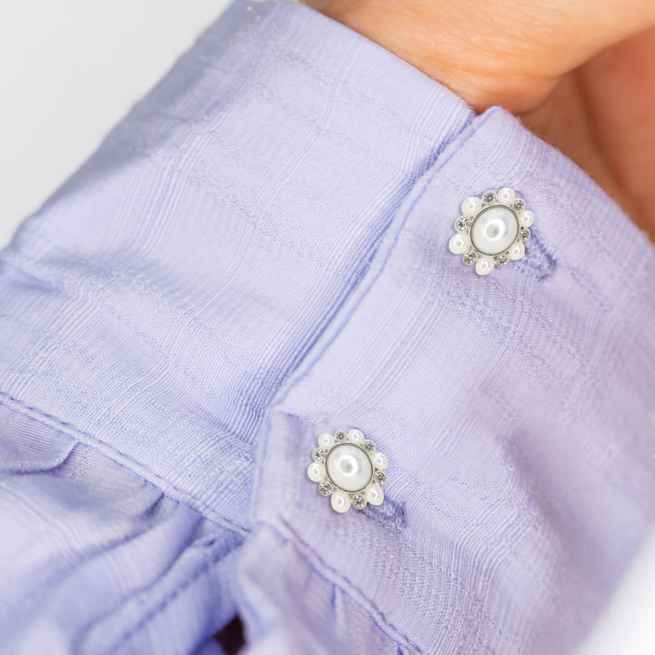 Elegant Dome Pearl Rhinestone Metal Buttons