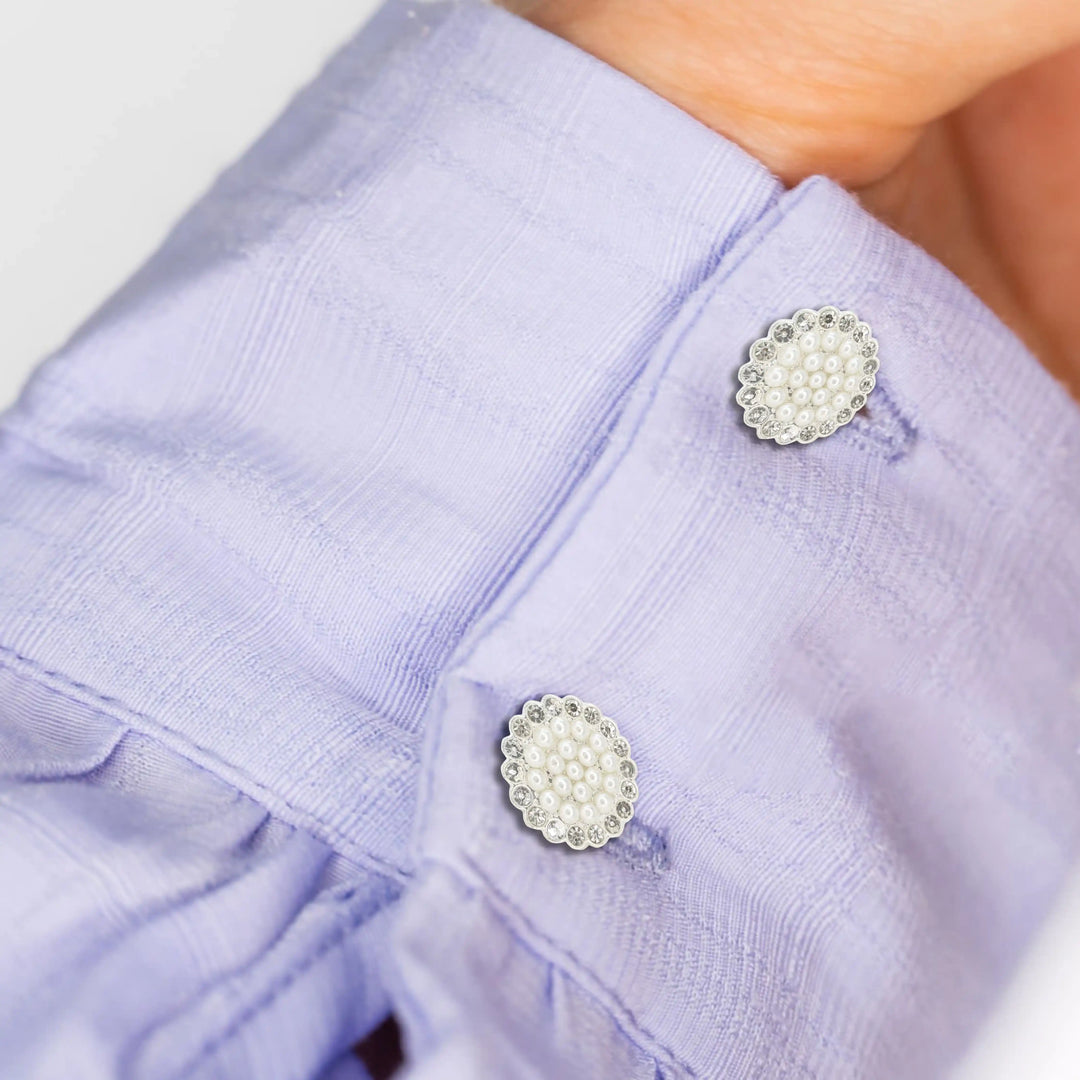 Floral Style Pearl Rhinestone Buttons | 19mm(30L)