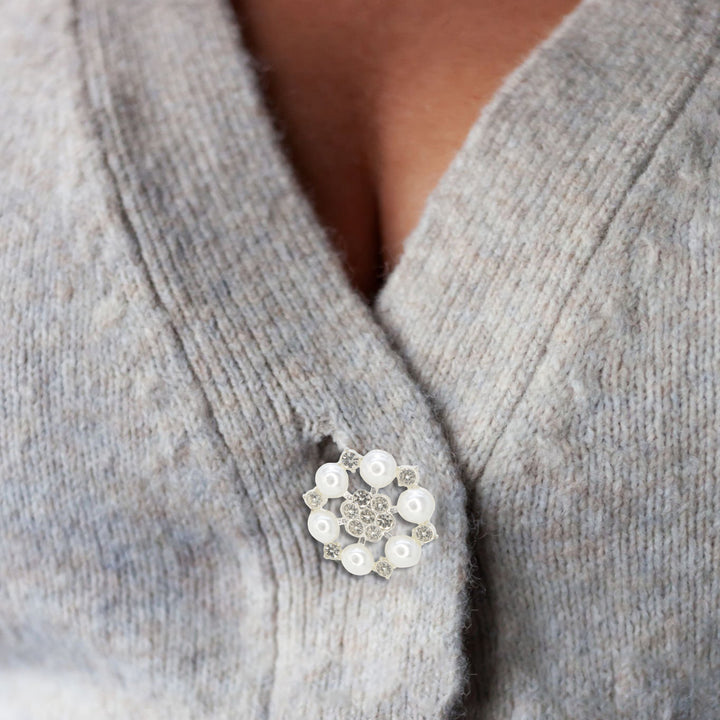 Pearl Floral Style Silver Buttons