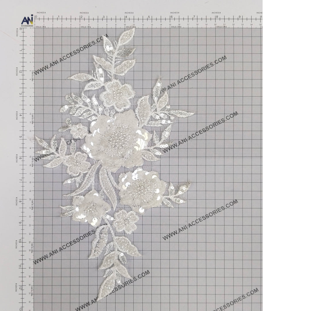 ANI Accessories large flower applique patch on a measuring grid: about 7 x 12.5 inches (18 x 32 cm) 