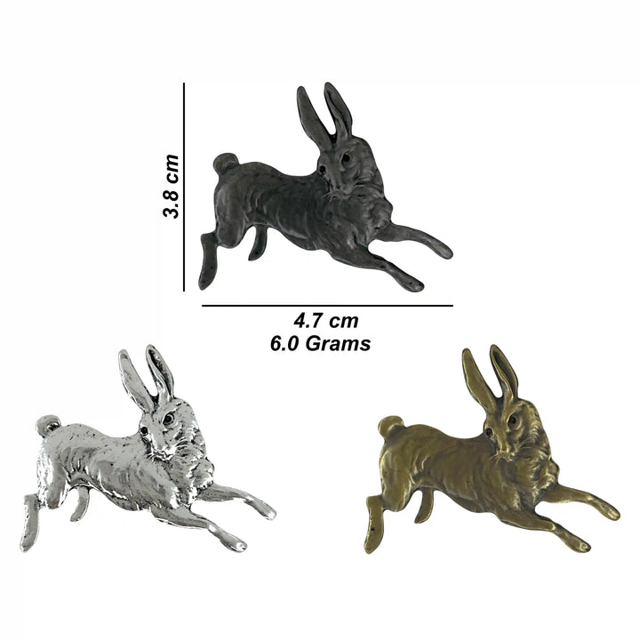 ANI Accessories leaping rabbit brooch size chart: 4.7 x 5.3 cm, 9.2 grams with white color 