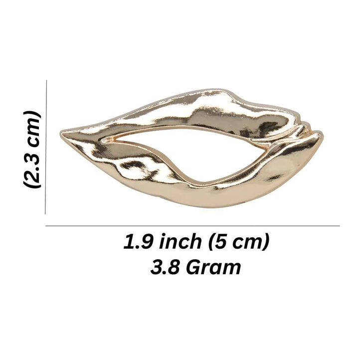 ANI Accessories lips inspired brooch size chart: 5 x 2.3 cm (1.9 x 0.9 inches), 3.8 grams