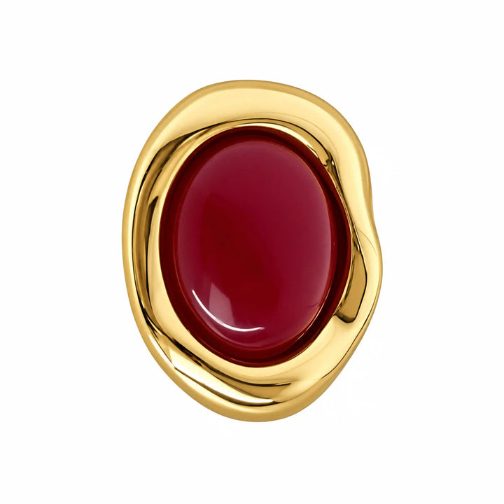 ANI Accessories maroon enamel shank button with gold frame with white color background 