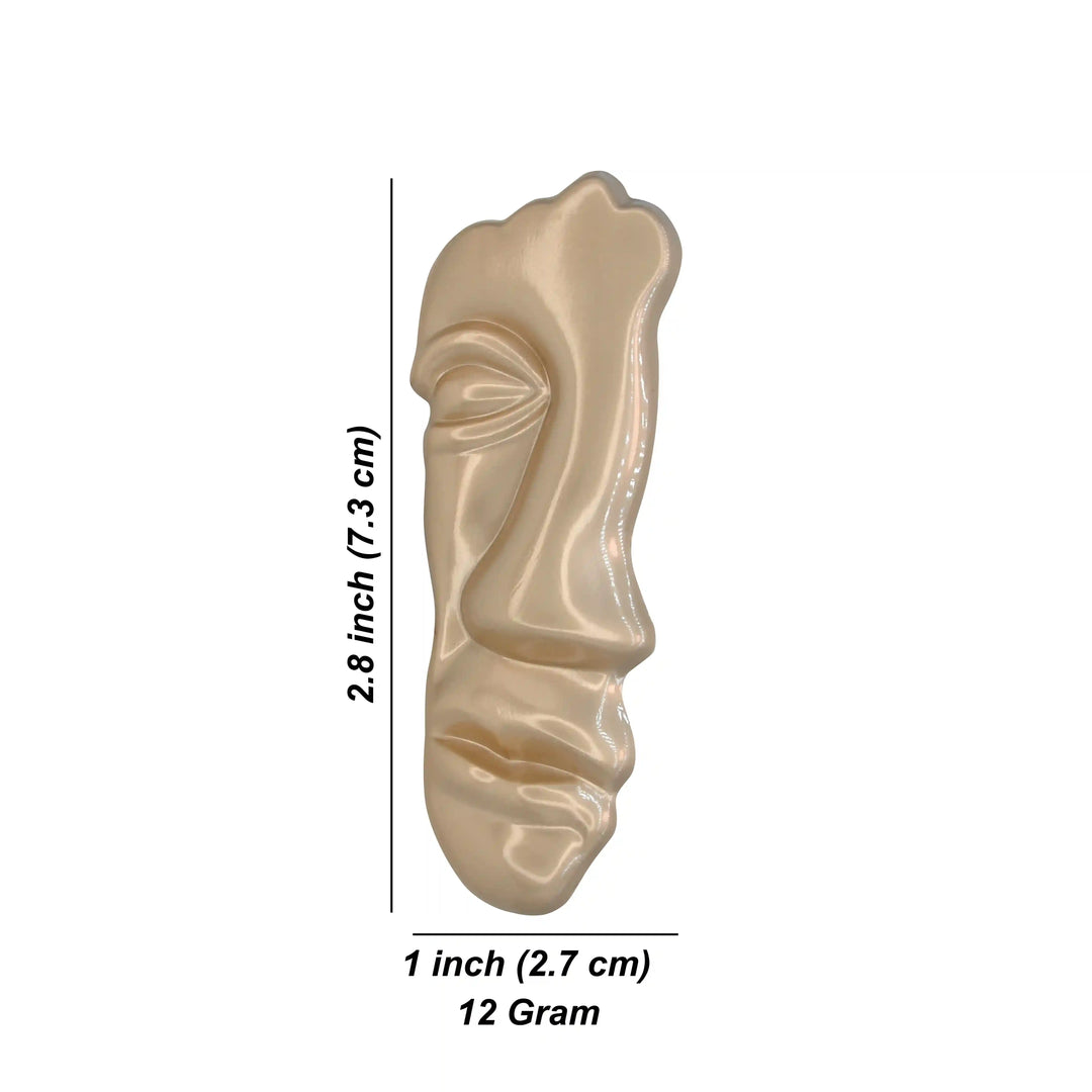 ANI Accessories matte gold face brooch size chart: 7.1 x 2.7 cm, 12 grams 