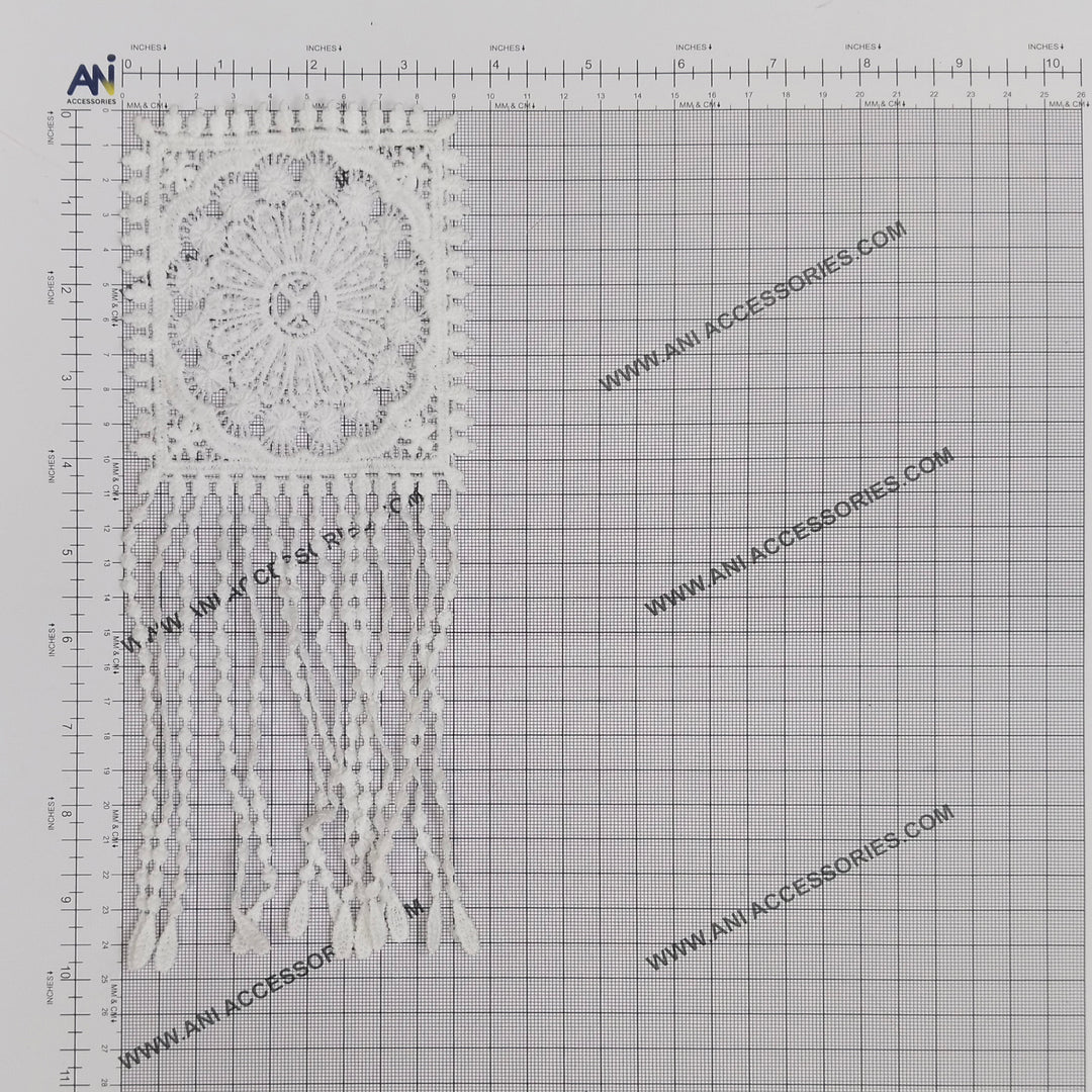 ANI Accessories medallion fringe spun poly patch on a measuring grid: 10 x 3.5 inches (25.5 x 9 cm) 