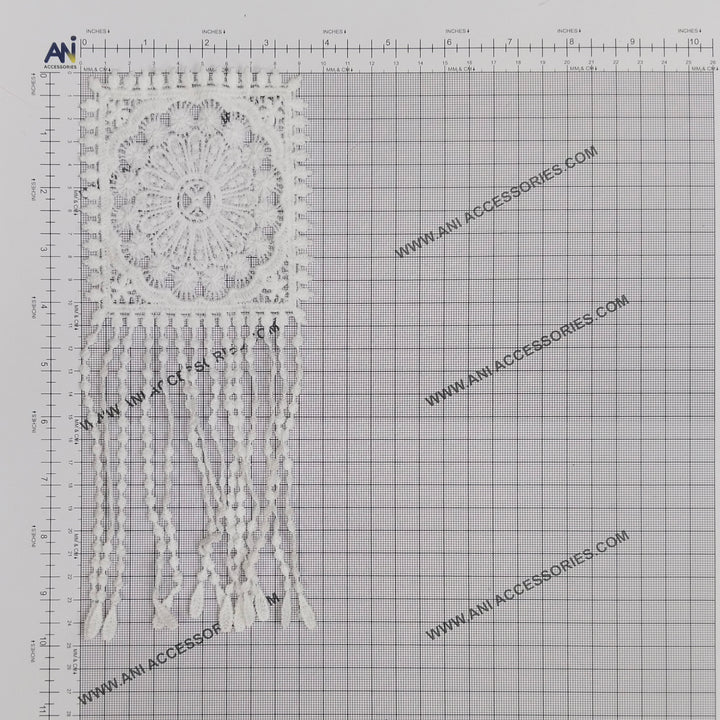 ANI Accessories medallion fringe spun poly patch on a measuring grid: 10 x 3.5 inches (25.5 x 9 cm) 