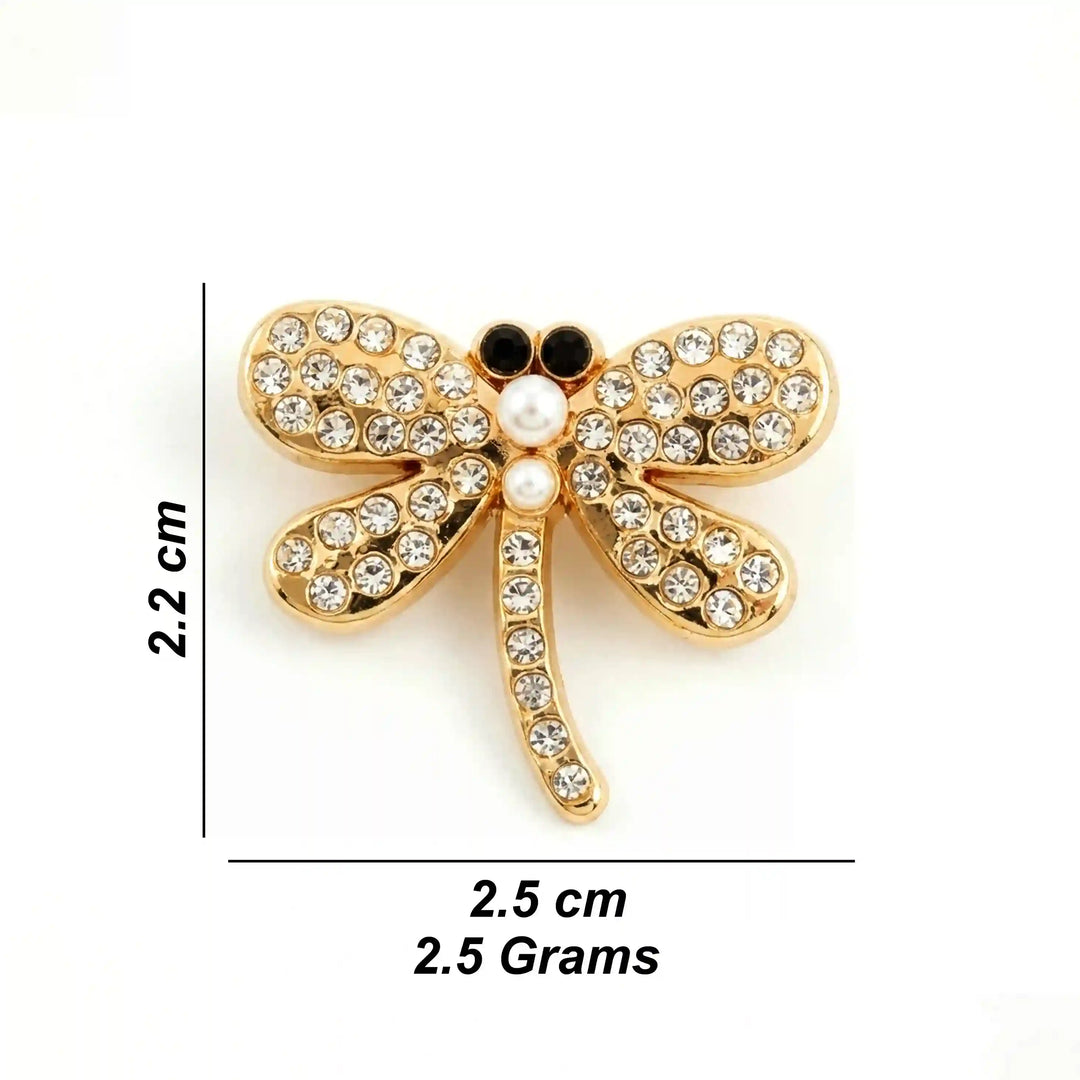 Mini dragonfly brooch size chart, 2.5 x 2.2 cm, 2.5 grams with white color background 