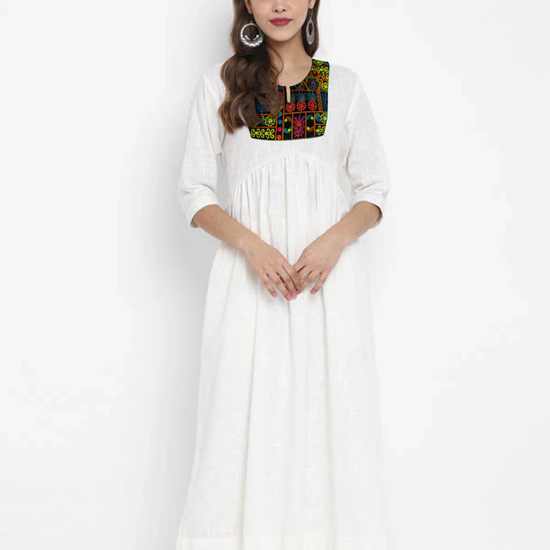 Floral and Leafy Style Ethnic Neckline